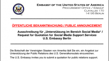 Auf Jobsuche? US-Botschaft in Berlin sucht transatlantische "Ludmillas" für Internet-PR und zum Aufspüren anti-amerikanischer Tendenzen
