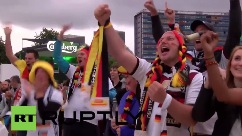 Europameisterschaft in Frankreich: Deutschland-Fans feiern 2 : 0 Sieg gegen die Ukraine 