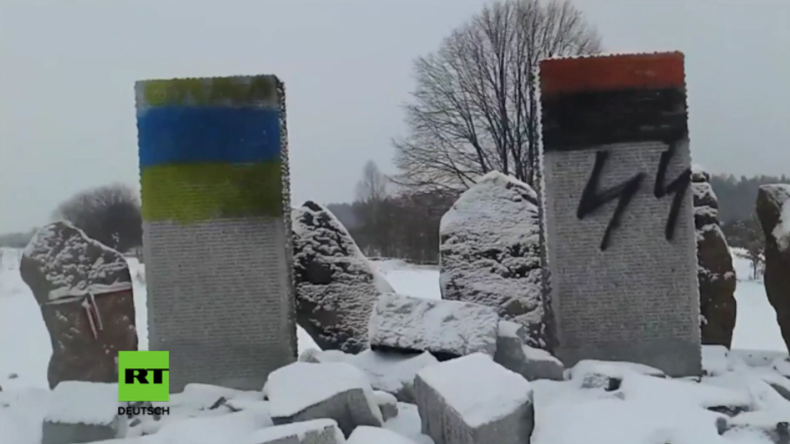Ukraine: Denkmal für Nazi-Opfer gesprengt und Überreste mit SS-Runen beschmiert