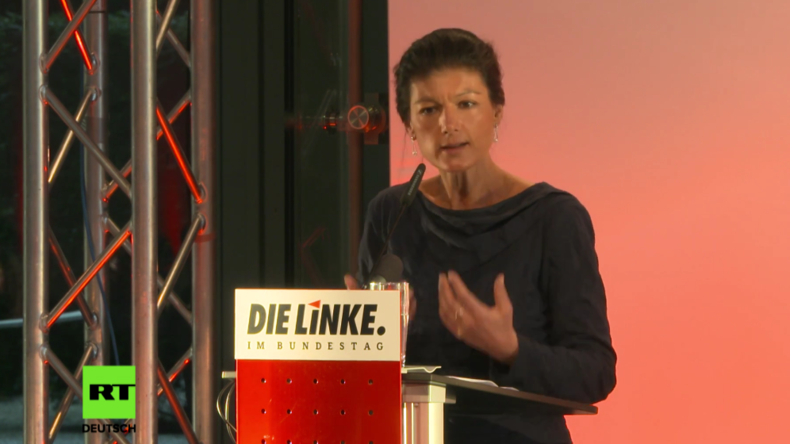 Sahra Wagenknecht bei ihrer Rede auf der Konferenz der Linke zum Thema "Quo vadis Deutschland–Türkei?"
