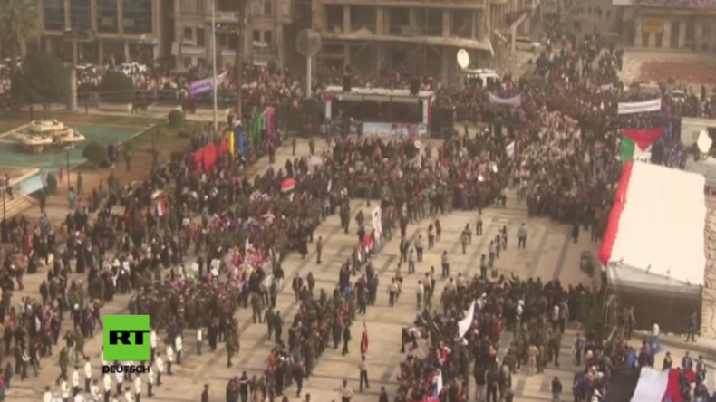 Aleppo: Tausende feiern Jahrestag der Befreiung - "Wir sind sehr glücklich über diesen Sieg"
