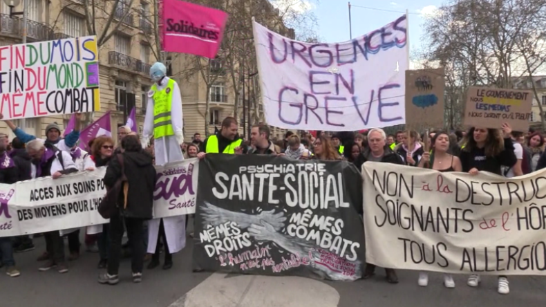 Französische Gewerkschaften protestieren in Paris, um Gelbwesten zu unterstützen