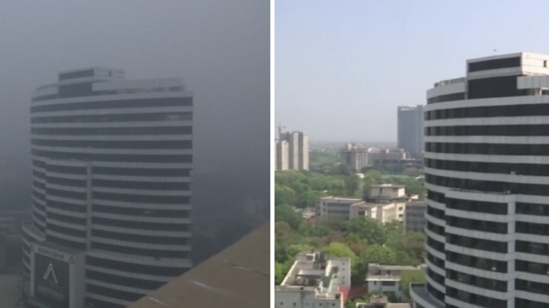 Neu-Delhi ohne Smog: Verblüffende Vorher-Nachher-Aufnahmen nach Corona-Shutdown