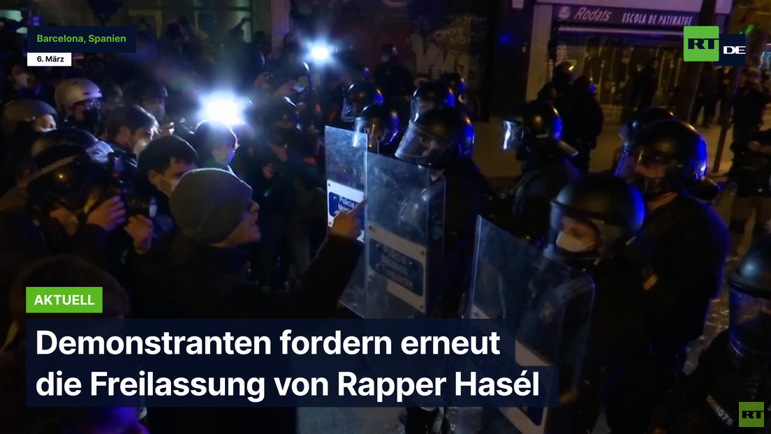 Barcelona: Demonstranten fordern erneut die Freilassung von Rapper Hasél