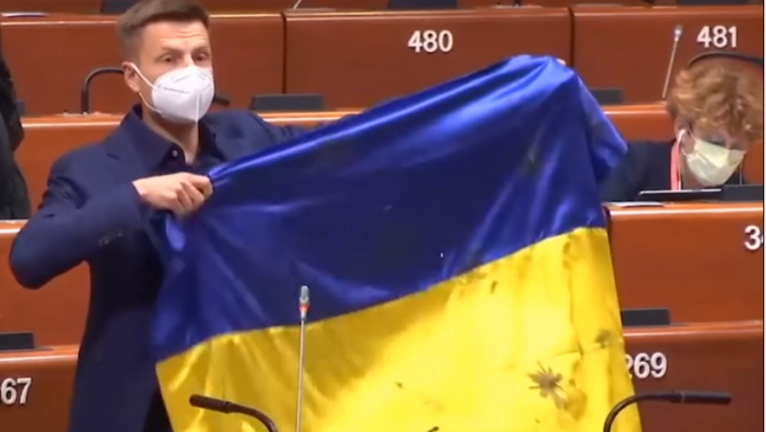 Eklat in PACE: Ukrainischer Abgeordneter zeigt Nationalflagge und erhält Redeverbot