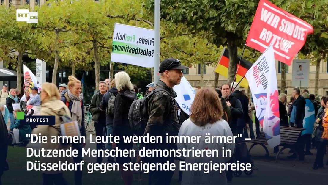 Dutzende Menschen demonstrieren in Düsseldorf gegen steigende Energiepreise