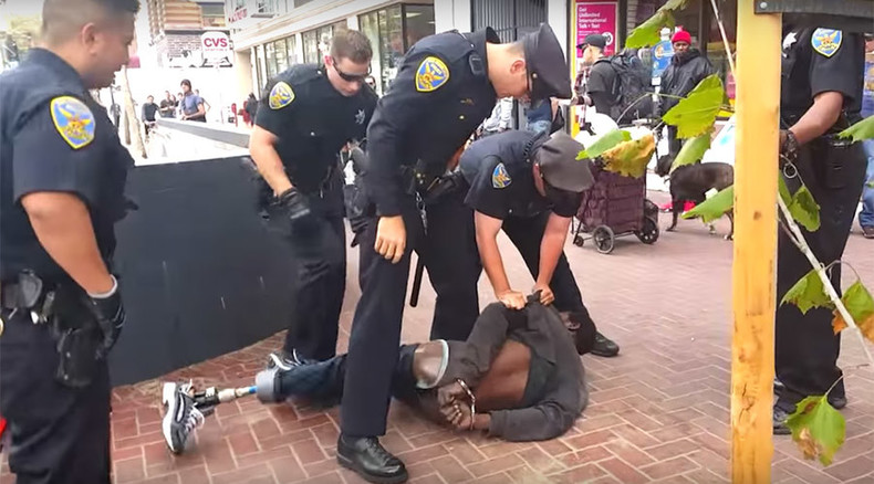 ‘14 San Francisco cops’ gang up on homeless man ‘armed’ with crutches (VIDEO)