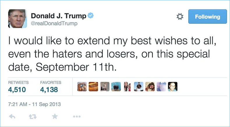 Trump deletes ‘classless, pathetic’ tweet from 2013 calling out haters and losers on 9/11