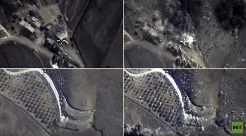 Combat cam footage shows Russian planes hitting ISIS targets