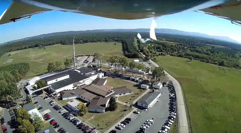 Targeted strike: Drone drops anti-spying leaflets over NSA complex in Germany (VIDEO)