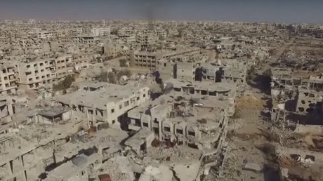 Apocalyptic scenes of Damascus suburb obliterated by violent clashes (RT EXCLUSIVE DRONE FOOTAGE)