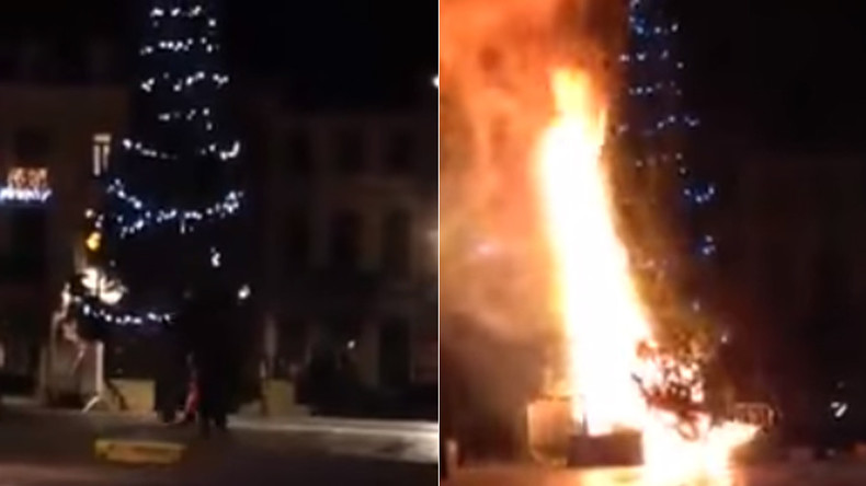 Christmas tree petrol-bombed in Belgium by youth shouting ‘Allahu Akbar’ (VIDEO)