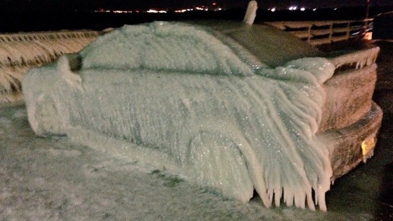 Iced in: Car ‘frozen solid’ after being parked by Lake Erie in Buffalo, NY (PHOTO)