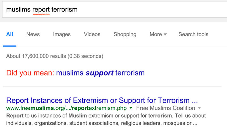 Auto-incorrect: Google changes ‘Muslims report terrorism’ to ‘Muslims support terrorism’