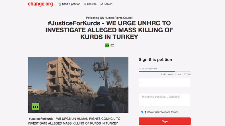 RT’s #JusticeForKurds petition garners 10k signatures in matter of days