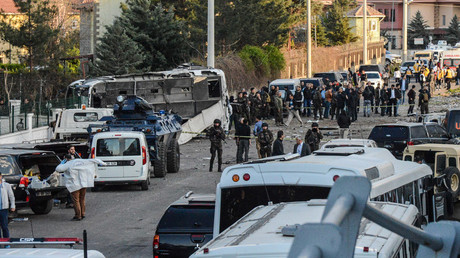 7 killed, 27 injured as suicide bomb strikes police vehicle near bus stop in Diyarbakir