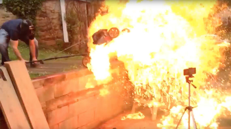 Lawnmower explodes during crazy backyard ‘art’ experiment (VIDEO)