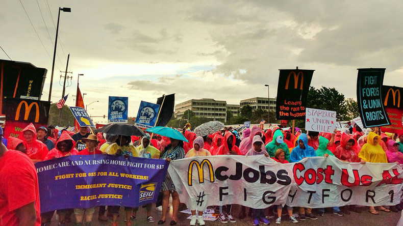 ‘Fight for 15’ protest occupies McDonald’s HQ, sets up camp