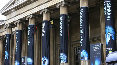 Greenpeace activists scale British Museum columns in protest at BP sponsorship