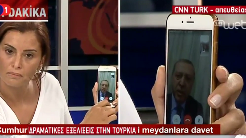 Erdogan calls people onto streets on CNN Turk via mobile phone, says ‘will overcome’ coup
