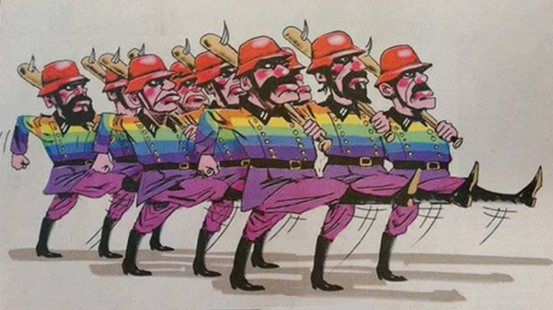 Internet vents fury at 'foul' cartoon equating gay marriage activists with Nazis