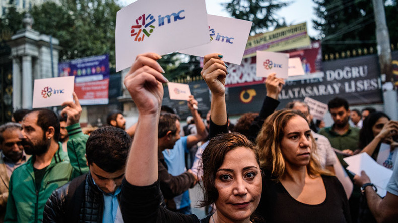 Hundreds protest in Istanbul over raid & shutdown of pro-Kurdish TV channel