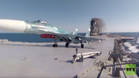Watch Su-33 fighter take off Russian carrier ‘Kuznetsov’ in majestic 360 video (RT EXCLUSIVE)