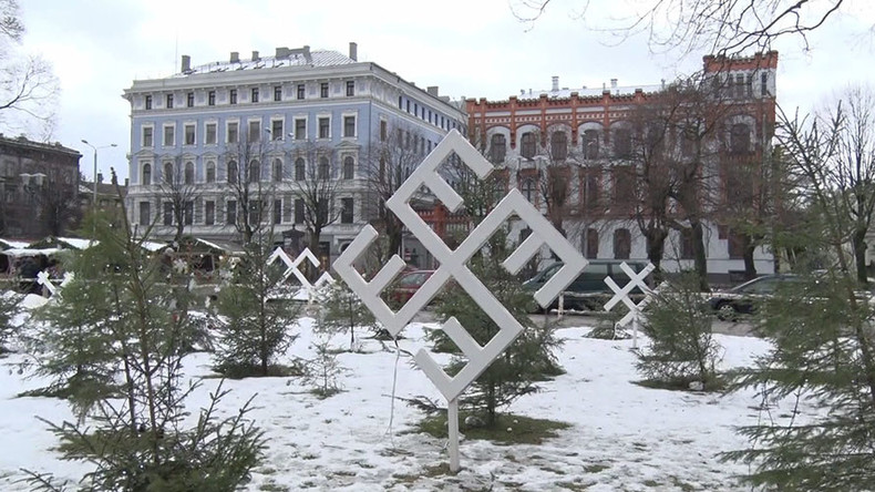 Swastika-looking snowflakes pop up at Latvian Christmas market