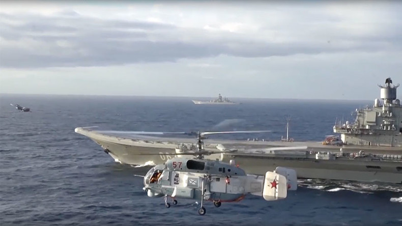 Russian MoD releases video of its naval battle group in action near Syria 