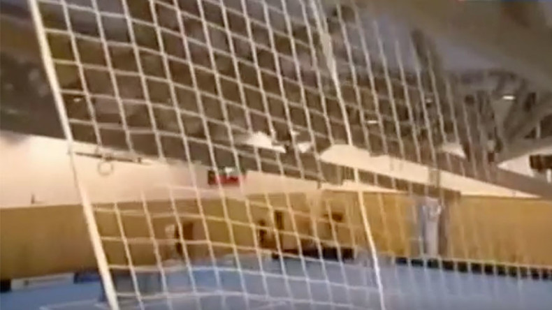 Hockey teams miraculously escape unharmed as roof caves in on Czech gymnasium (VIDEO)