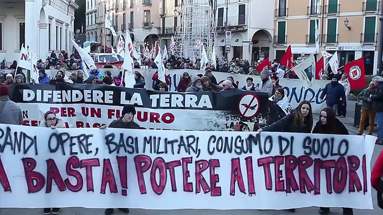 ‘Stop global war’: Hundreds protest against US military base in northern Italy