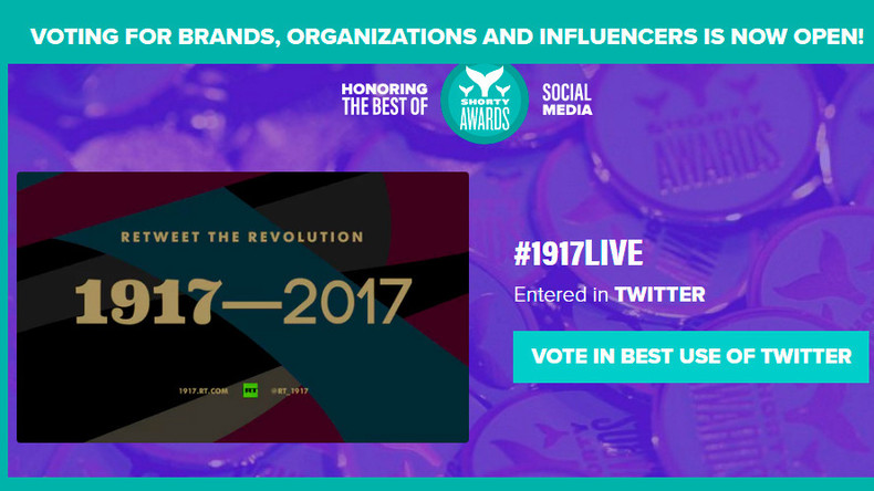 Vote now! Help RT win Audience Honor at prestigious Shorty social media awards
