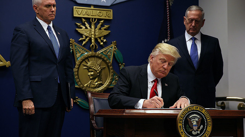 Rebuild military & ban radical Muslims: Trump signs executive actions at Pentagon