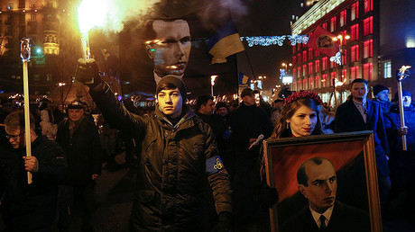 Ukrainian nationalists hold torchlit march in Kiev to mark anniversary of Nazi collaborator Bandera