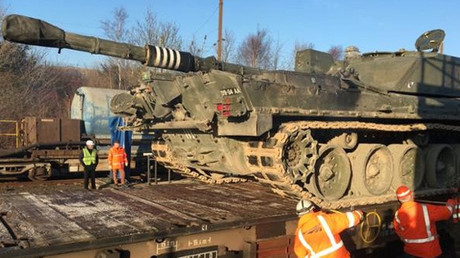 British tanks sent through Channel Tunnel to prepare for war