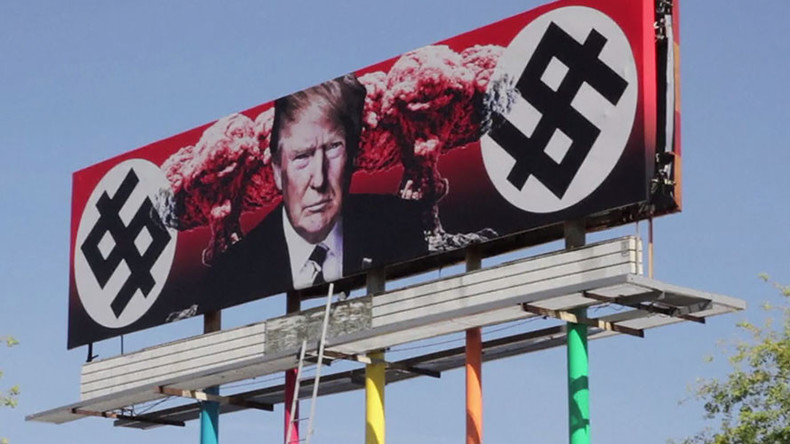 Trump billboard with Nazi-like dollar signs, nuclear mushroom clouds erected in US (VIDEO)