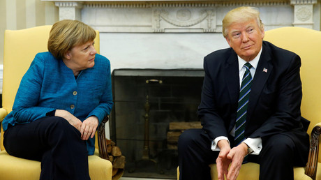 Trump shuns shaking Merkel's hand during Oval Office encounter (VIDEO)