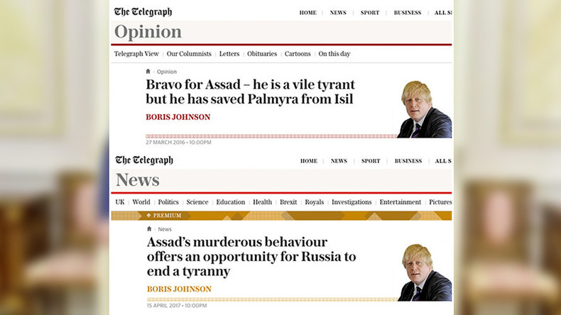 Boris Johnson 2016 vs. 2017: Flip-flop from ‘Bravo for Assad’ to ‘Topple Assad’