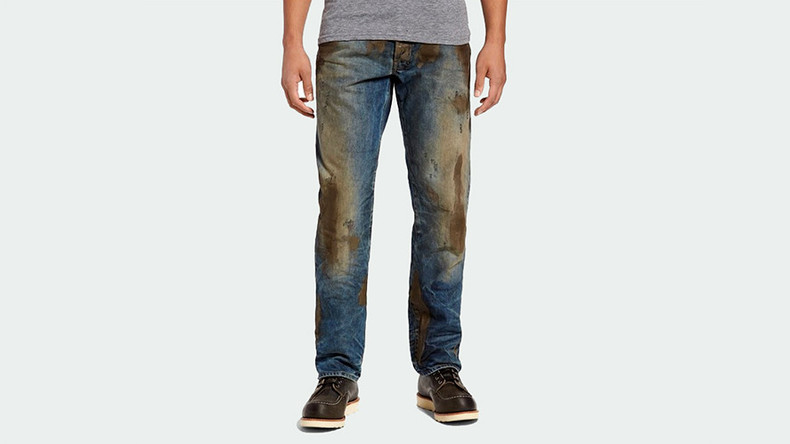 rugged Americana' mud-stained jeans 