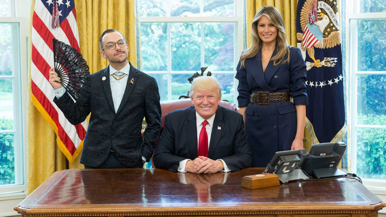 ‘Visibly queer’ teacher of the year Oval Office photo with Trumps becomes instant viral hit