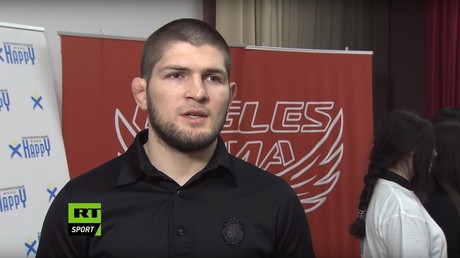Khabib vows to bring back UFC belt during Moscow child clinic charity event (VIDEO)