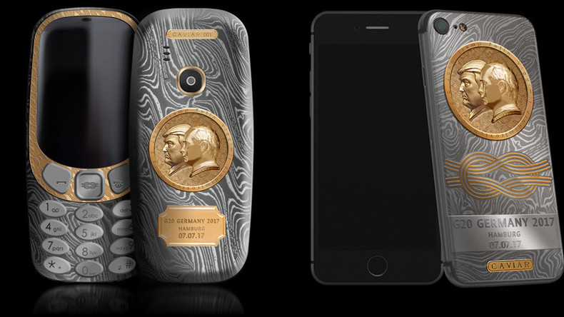 Titanium phone with golden Putin-Trump carving issued ahead of historic meeting