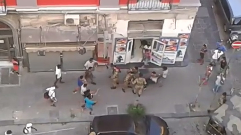 ‘We fear for our families’: Naples residents film confrontation between migrants & soldiers (VIDEO)