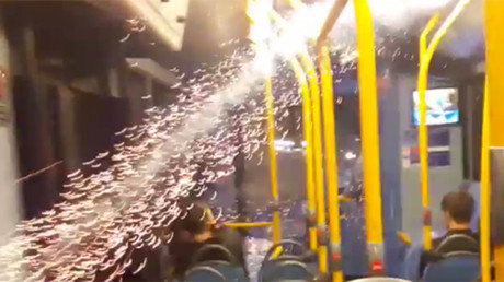 Parking lot pyrotechnics: Car's out-of-control fireworks spark panic (VIDEO)