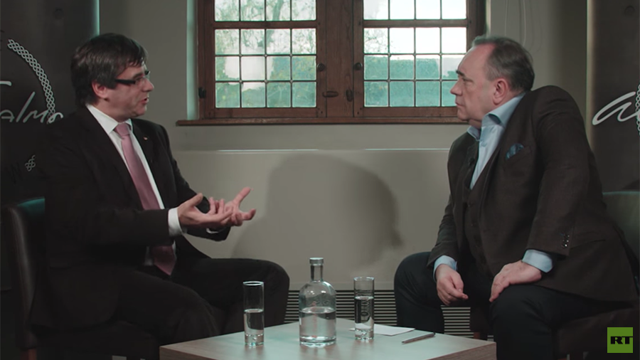 ‘Democracy will prevail’ – Puigdemont defiant on Alex Salmond’s new RT show (VIDEO)