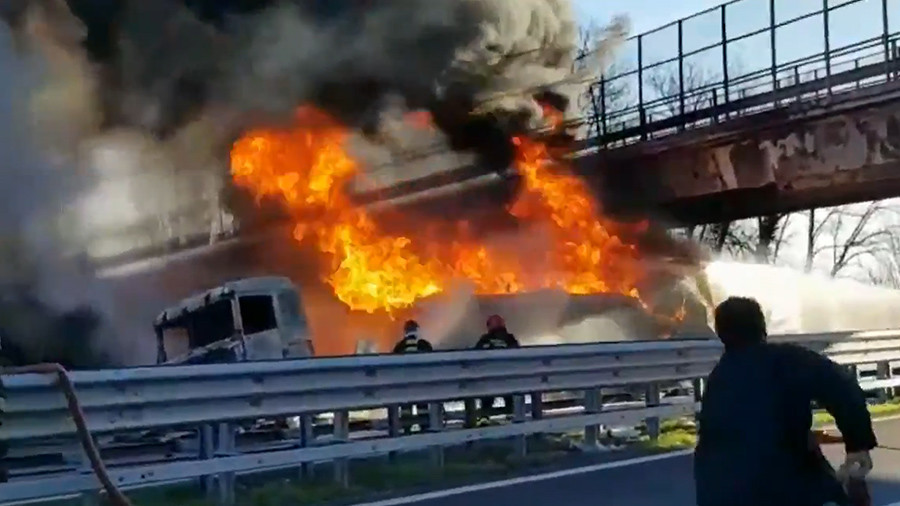 Motorway inferno which killed entire family caught on video