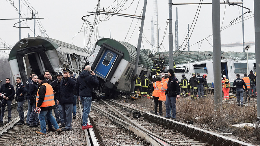 Train derails near Milan, at least 3 reported dead & scores injured