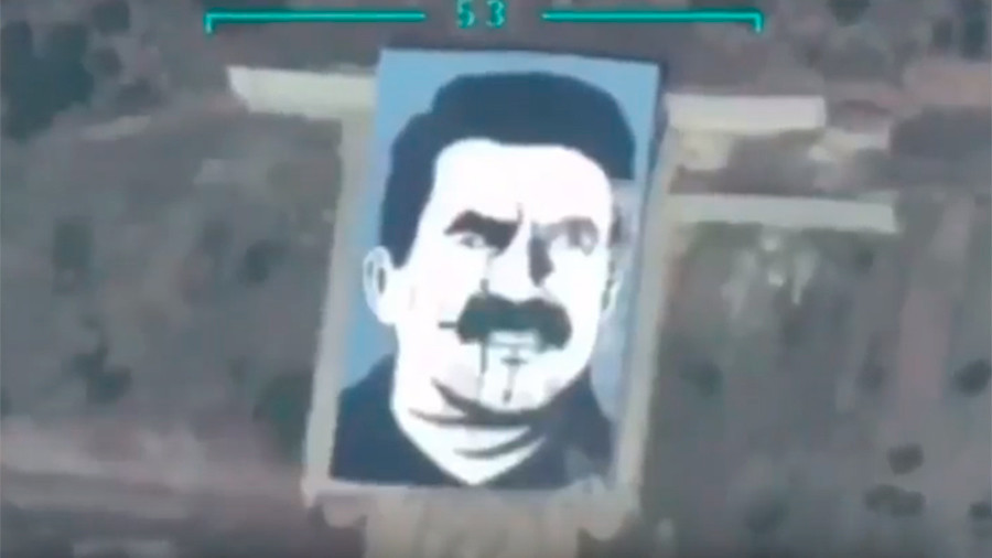 Turkey bombs giant portrait of Kurdish leader Ocalan near Afrin (VIDEO)