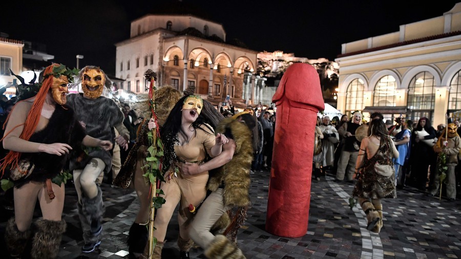 Penis de Milo? Phallic parade honors ancient Greek god of fertility and wine making (VIDEO)