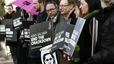 ‘Let him go’: Wife of jailed blogger Raif Badawi begs Saudi prince to free him during UK trip